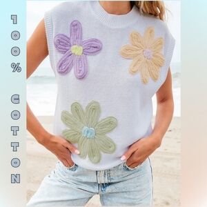 Crochet Spring Flower Sweater Vest